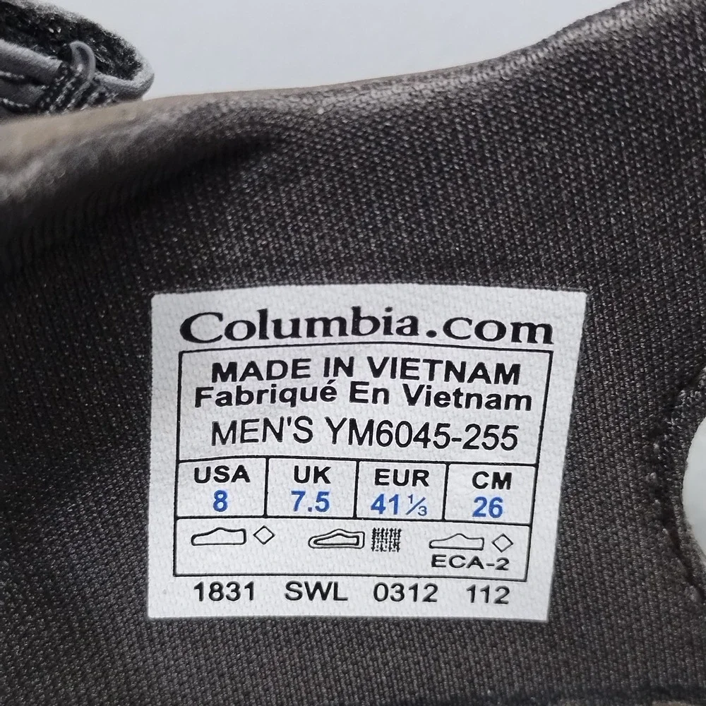 Columbia Riptide Sandals Mens US 8 Gray Black Open Toe Hook & Loop YM 6045-255